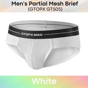 Mens Brief: Partial Cover Partial Mesh Brief (GT505)