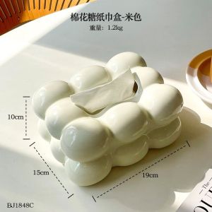 VIĆI Creative Bubble Ins Cream Cotton Morandi Ceramic Napkin Tissue Holder  Home Decoration