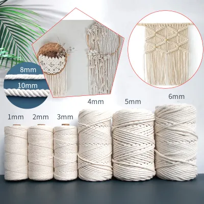 Natural Cotton Twine Rope Cotton Macrame Cord Twisted Soft Cotton Cord String DIY Plant Hanger Craft Making Knitting Cord Rope
