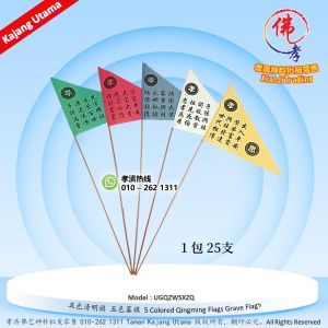 五色清明旗子 | 五色墓旗 | 插墓旗 | 压墓旗 (25支装) 祭拜用品 | 清明用品 | 祭祖必备 孝濟神料 Five-Colored Qingming Flags | Grave Flags | Tomb Flags | Burial Flags (Pack of 25)Ancestral Worship Supplies | Qingming Offerings | Essential for Honoring Ancestors