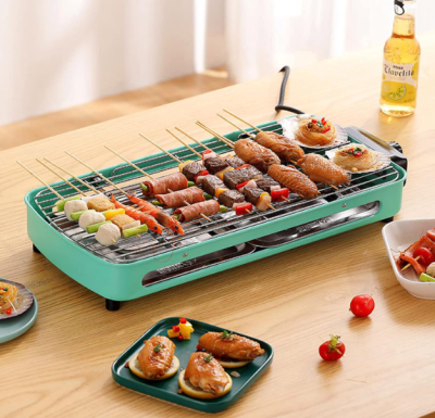 2 in 1 Multi-Function Electric Barbecue Grill Kitchen Griddle BBQ Portable Smokeless Electric Grill