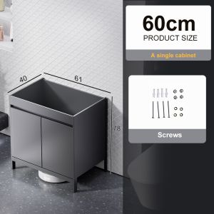 Cream Aluminium Floor Bathroom Sink CabinetCabinet Set Storage Mirror box with Ceramic toilet wash