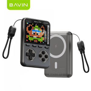 BAVIN PC1231S 2in1 10000mAh 20W Portable Retro Game Console Powerbank 15W Magnetic Wireless w/ TF Card+Dual Type-C Cable