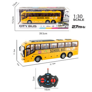 【WJ】Electric Wireless Remote Control Bus Lighting Simulation Remote Control Vehicle Model School Bus Tourism Bus for kids Baby toy car gift