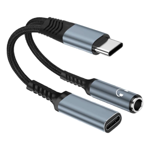 Two Port Type C To 3.5mm Sound Splitter And PD60W Charging Cable With Builts In DACs Chip For HIFIs Sound