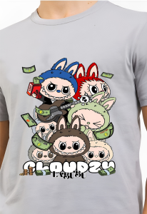 Kaos Pria Model Terkini Trending Motif 3D Bahan katun 24s Labubu Dolar H0479