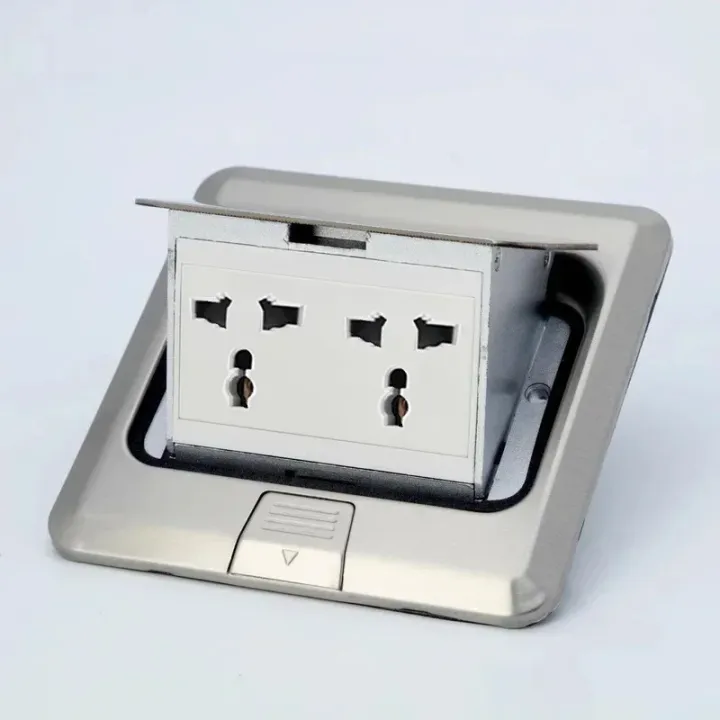 100mm * 100mm Pop Up Hidden Floor Socket 16A Power Outlet Aluminum ...