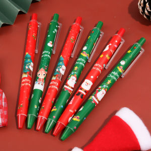 12Pcs Christmas Theme Pen Stationery Kawaii School Supplies Black Ink Pen 0.5mm School Stationery Office Suppliers Ball Pen Kids Gifts