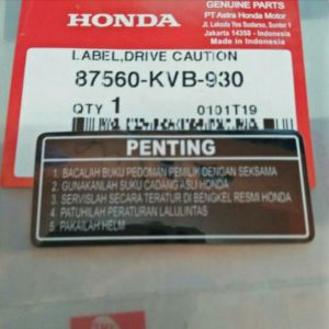 sticker stiker logo tulisan penting label drive caution motor honda original honda