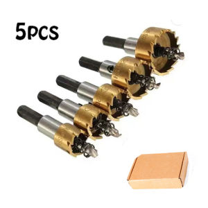 X-Tools 5PCS/SETS Titanium Coated HSS Drill Bit Hole Saw Tooth Set Stainless Steel Metal Alloy Cutter 16/18.5/20/25/30mm Pembuka lubang berkualitas tinggi