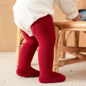 ZYJC Dày dặn và ấm áp Tất nữ Vớ mềm Màu sắc đồng nhất Tất dài cho trẻ sơ sinh và trẻ nhỏ Sọc dọc co giãn Quần tất cotton cho bé gái Mùa xuân mùa thu