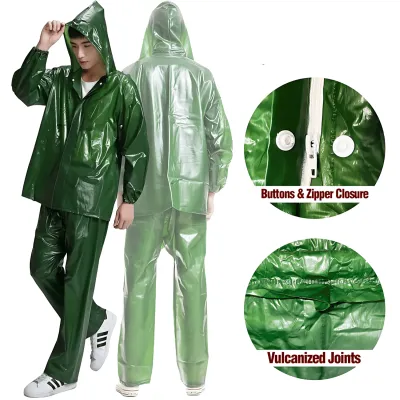 AVINAS Kapote Water Resistant Unisex Outdoor Glow in the Dark Stripe Raincoat (Black)