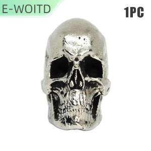 【E-WOITD】 จี้กุญแจรูปหัวกะโหลกปีศาจฝาครอบกุญแจโลหะรูปหัวกะโหลกปีศาจของตกแต่งที่ใส่กุญแจแบบสากลอุปกรณ์ตกแต่งรถคันฝาครอบกุญแจสำหรับรถจักรยานยนต์