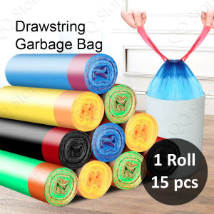 1 Roll Portable Thickened Garbage Bag Drawstring Closing Kitchen Garbage Plastic Bag Rubbish Plastic Bag Disposable Large Dustbin Plastic Bag Plastik Sampah Beg Plastik Besar [F06]