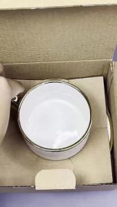 VISHINE Royalty Design Ceramic Espresso Coffee Cup & Saucer White Embossed With Gold Rim Dinnerware