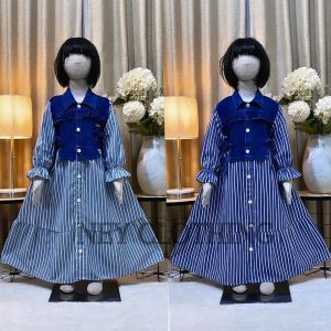 Gamis Anak Amanda Rompi Jeans Ktun Salur Import Usia 1 - 10 Tahun Full Rempel Gamis Import Gamis Jersey Gamis Muslim Rempel Anak Import Kekinian Korean Style Dress Kondangan Model Terbaru 2024 - COD