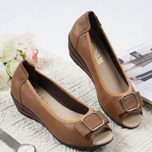 Giày Nữ Búp Bê Đế Xuồng 5cm TiTi ĐÔ Da Bò Thật Thời Trang Cao Cấp GBBN2034