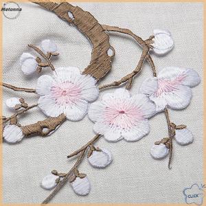 Follow Get More【Metonna】 Beautiful Embroidered Plum Blossom Flower Patch Iron Sew on Applique Motif Craft