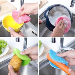 3 miếng rửa chén bát rau củ đa năng bằng silicon siêu sạch có lỗ treo siêu tiện lợi