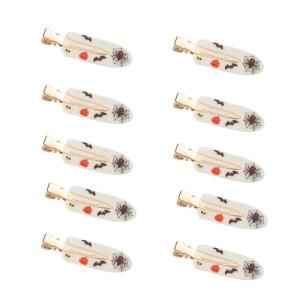 Pack Of 10 Halloweens Duckbills Hair Clips Lovely Pumpkins Bat Cartoon Designs For Kids Adults Party Accessories