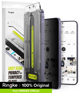 Ringke Easy Slide Privacy Tempered Glass Screen Protector for Galaxy S24 Plus includes installation tool Polarizing privacy filter