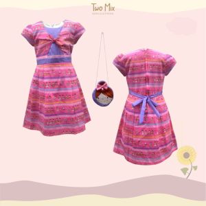 Two Mix Baju Anak Perempuan - Dress Anak Cewek Motif Balerina Bonus Tas Lucu 4162
