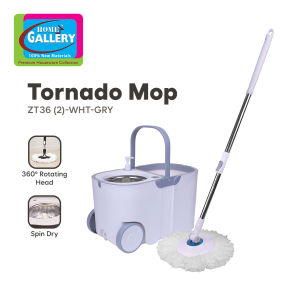 Home Gallery Tornado Mop Spin-Dry BIG Bucket W/ Wheels with 2 Microfiber Mop Heads Set | Original Spinner Mop | Floor Mop L51xW28xH27.5cm (ZT36)