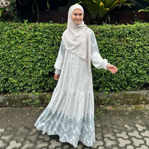 gamis printing full halla etnik dress