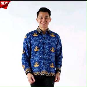 batik korpri kerah hitam terbaru full furing katun halus lengan dan kerah hitam tumpal