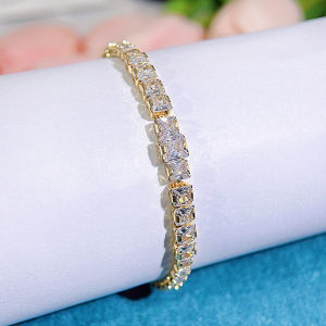 SEQUITO Elegant White Gold Plated Wrist Accessories Pave Settings Square Cut AAA Cubic Zirconia New Popular Tennis Bracelet for Banquet Party B331