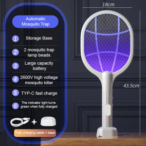 Ziinlife 2-in-1 Electric Bug Zapper Racket 3000V High Voltage 8 Mosquito Trap Lamp Beads with 3 Layer Safety Mesh High Capacity Battery USB Charging Portable Fly Killer Racquet