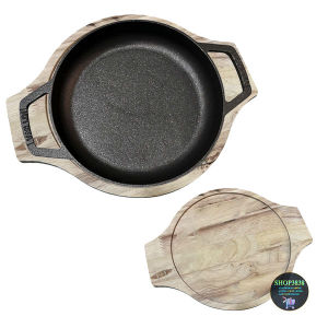 Bộ Chảo Gang Dày Nặng 1Kg3 Size 19cm Chống Dính Kèm Đế Gỗ Làm Bò Né Ốp La