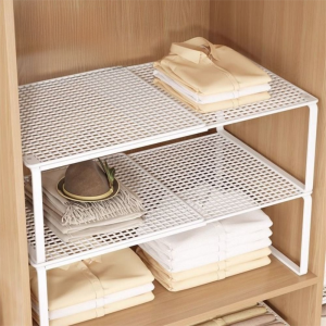 UMBRAULI Adjustable Telescopic Closet Shelf Stackable Layered Partition Cabinet Organizer Punch-Free Rust-proof Wardrobe Divider Board Kitchen