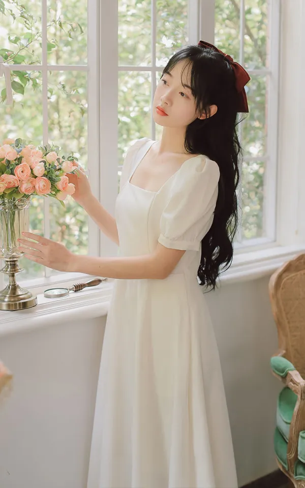 Ulzzang white outlet dress