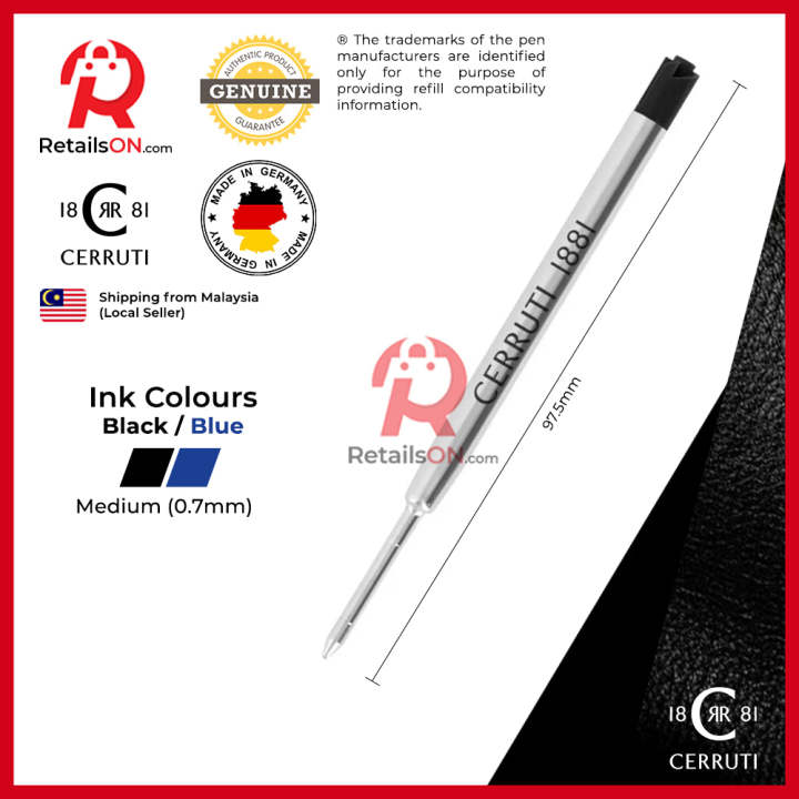 Cerruti 1881 Ballpoint Refill (M) Black/Blue Standard Parker