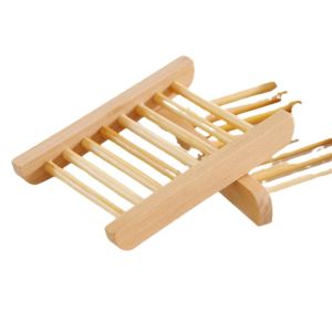 1PC Wooden Natural Bamboo Soap Dishes Tray Holder Storage Soap Rack Plate Box Container