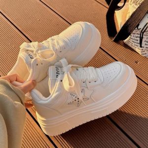 IELGY Maillard White New Platform Canvas Shoes Niche Versatile Star Board Shoes for Women