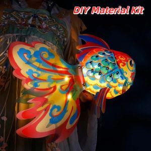 Minoa lantern chinese灯笼 traditional 中秋节灯笼 Glowing Goldfish Lantern DIY Handmade Traditional Mid Autumn Craft Handheld Light Toy Creative Paper Lamp Kit Kids