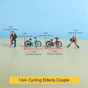 New Product 1/64 Cycling Elderly Couple Miniature Doll Model DIY Hand Drawn Scene Decoration Ornament Collection Toys Gifts