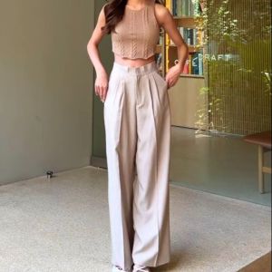 Loose Pants Trousers Wanita Celana Anti Kusut // Celana Wanita Celana Kulot Highwaist