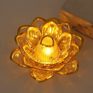 DIWALI LED Electronic Candle Lotus Lamp Buddha Offering Lamp Simulation Candle Long Lasting Lamp Candlestick Deepavali Pendant Lamp