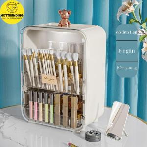 Hộp Đựng Mỹ Phẩm Đựng Đồ Dùng Cá Nhân Để Bàn Nhiều Ngăn Có Đèn Led Phong Cách Hiện Đại