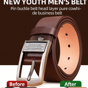 Business head layer pure cowhide mens belt young mens pin buckle belt leisure business belt