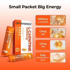 Oxyenergy L-Carnitin (10/30/60 Packets) - Orange Flavor Zero Fat Zero Caffeine for Energy & Metabolic Support