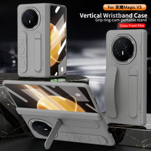 0930[Local Stock] Christmas Halloween Luxury Vertical Wristband Phone Case For Honor Magic V3 Silicone Fabric 180° Folding with Integrated Stand and Glass Front Film h261009
