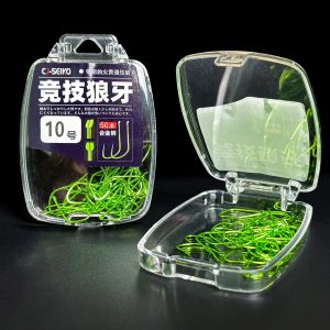 LƯỠI CÂU CÁ NANH SÓI XANH KHÔNG NGẠNH HỘP 50 CÁI PHOM NHẸ LƯỠI CỨNG CÁP CHUYÊN CÂU CHÉP RÔ DIẾC