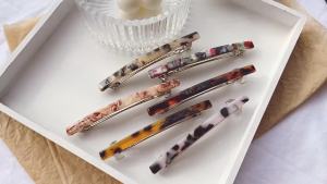 2026 Hot Sale [ Shipped from China ] Japanese and Korean acetate spring clips geometric hairpins simple bobby pins elegant-style hair accessories tortoiseshell-colored top clips B3