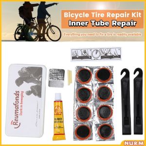 Nurm Bike Inner Tube Repair Kit Bicycle Tube Patch Kits with Portable Storage Box