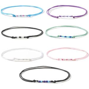 สร้อยข้อมือถักด้ายหลากสีกำไลทำมือหลากสี7ชิ้นเหมาะสำหรับเป็นของขวัญและมีสไตล์