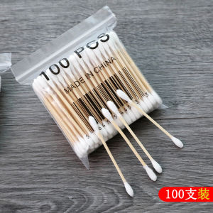 【2pcs free shipping】Romoss Tăm bông 100 que thân gỗ ngoáy tai tăm bông hai đầu tăm bông vệ sinh dùng một lần tăm làm đẹp tăm bông trang điểm